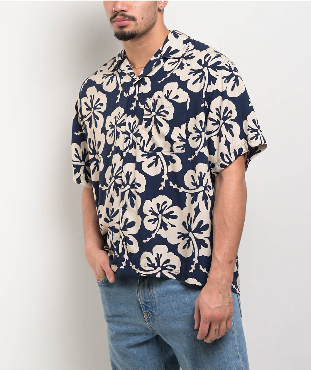 Dravus Drift Navy Short Sleeve Button Up Shirt