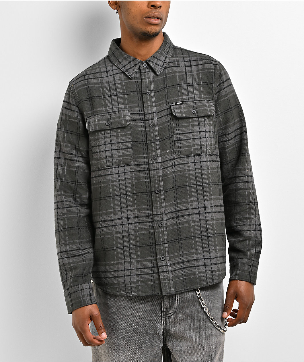 Dravus Essential Black & Grey Flannel Shirt