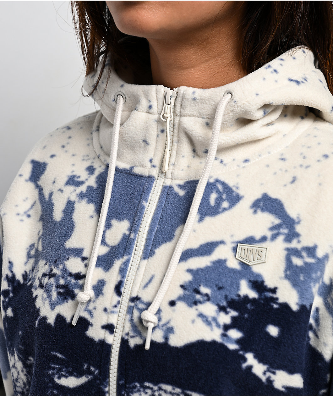 Dravus Helia Landscape White & Blue Fleece Zip Hoodie