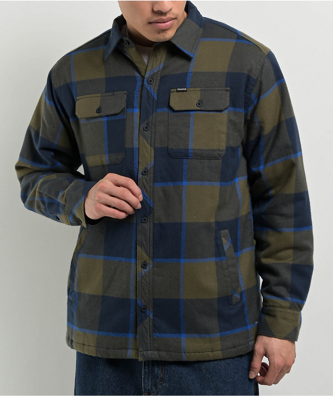 Dravus Navy Sherpa Flannel Jacket