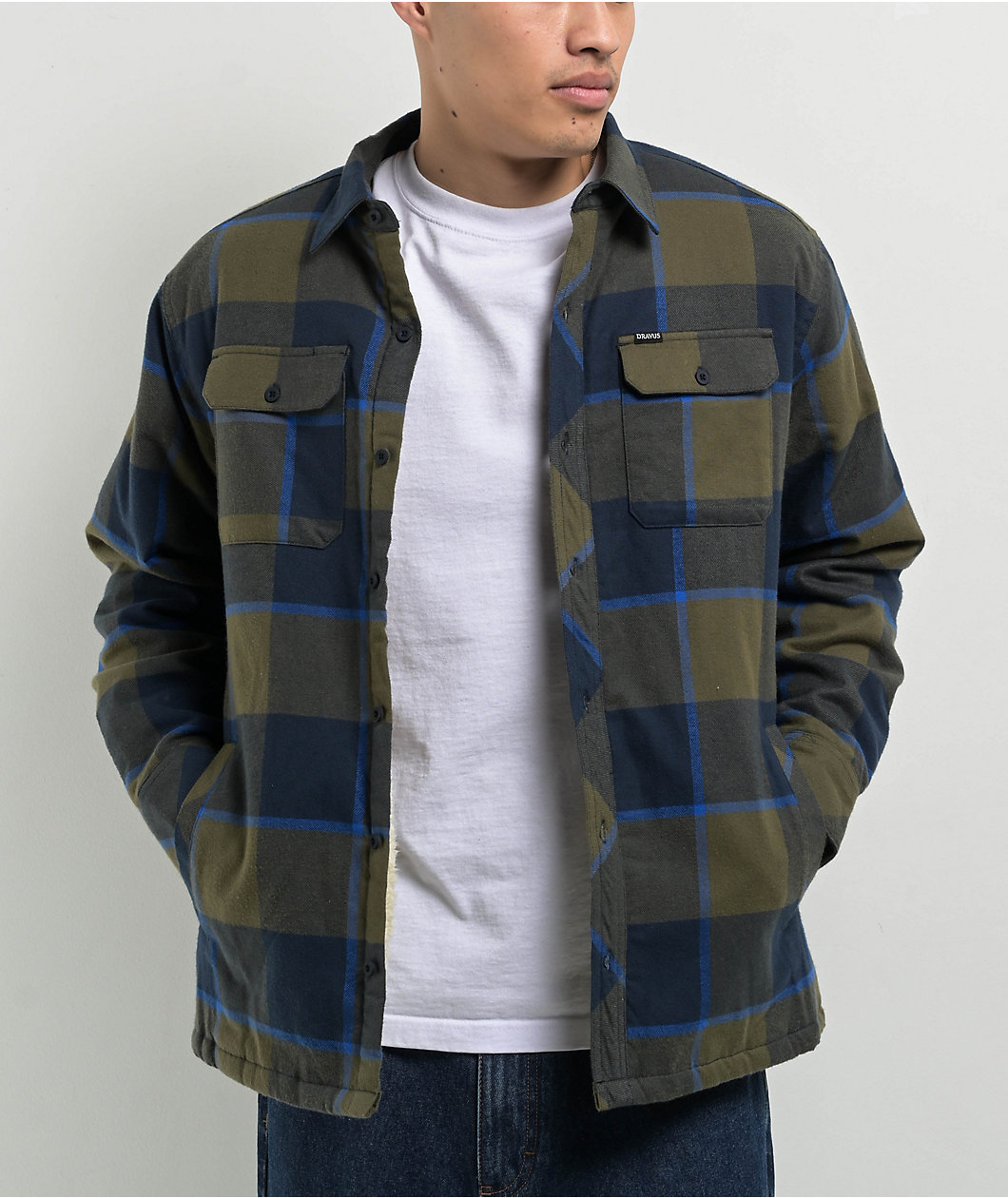 Dravus Navy Sherpa Flannel Jacket
