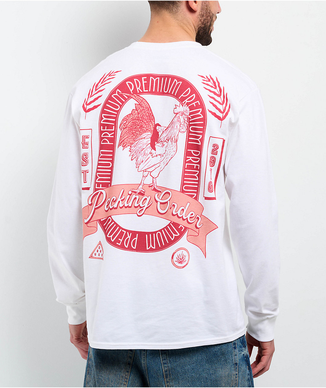 Dravus Pecking Order White Long Sleeve T-Shirt