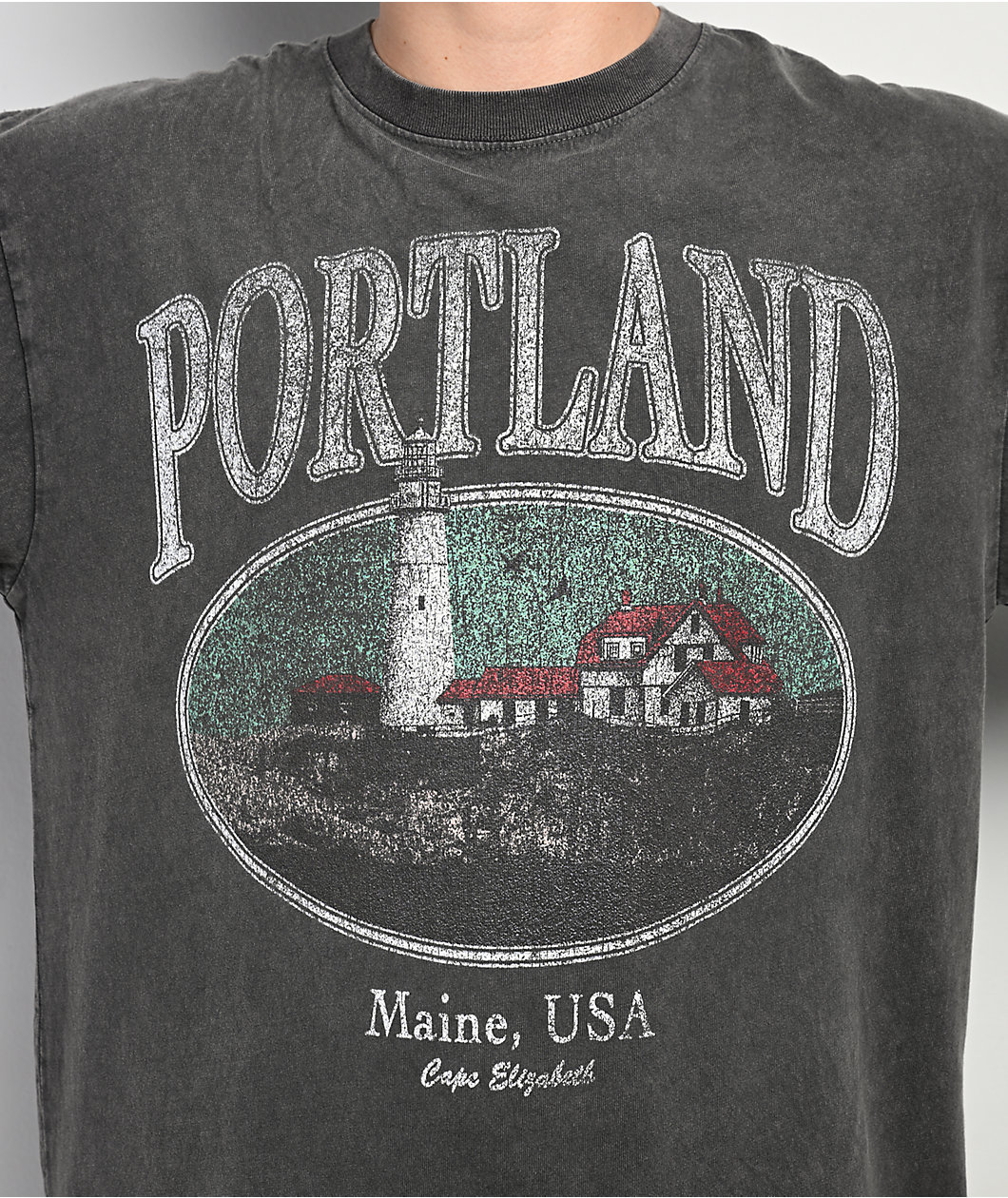 Dravus Portland Maine Grey Wash T-Shirt