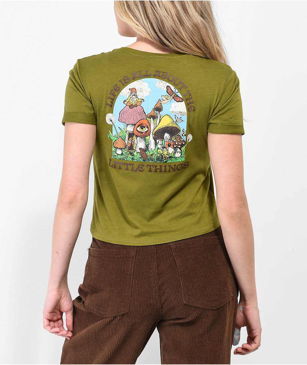 Dravus Yony Little Things Green Crop T-Shirt
