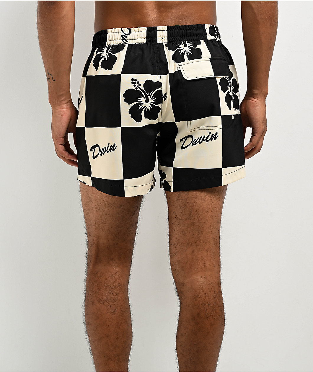 Duvin Hawaiian Checker Black & White Board Shorts