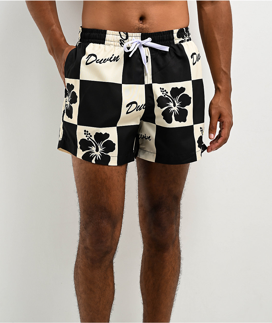 Duvin Hawaiian Checker Black & White Board Shorts