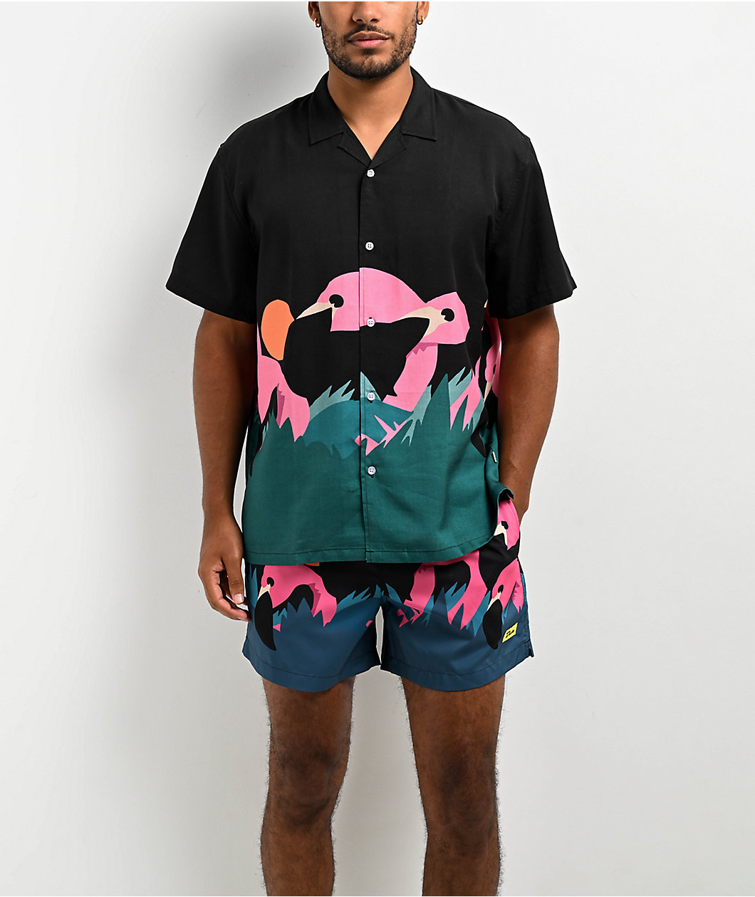 Duvin Mingo Design Short Sleeve Button Up Shirt