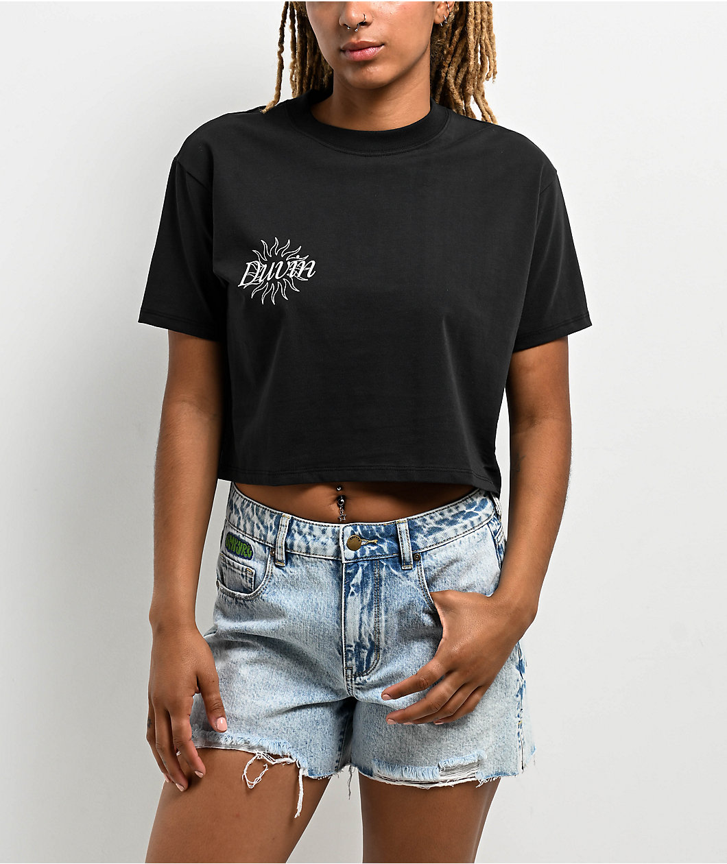 Duvin Skinny Dippin Black Crop T-Shirt