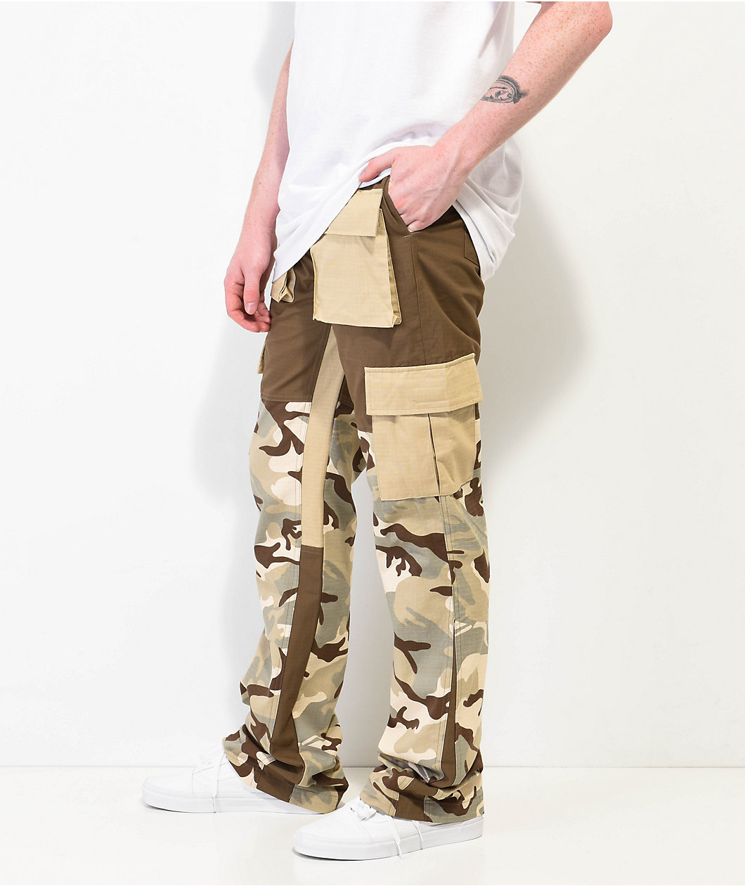 EPTM Easy Brown Cargo Flare Pants