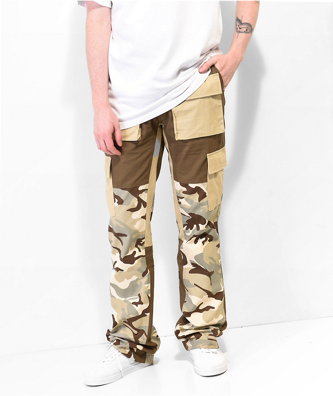 EPTM Easy Brown Cargo Flare Pants