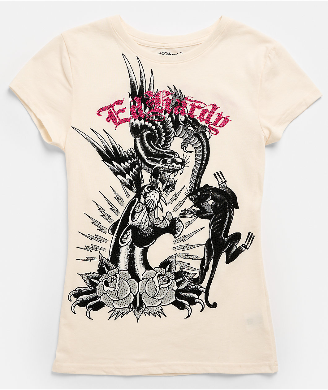 Ed Hardy 3 Panthers Cream T-Shirt