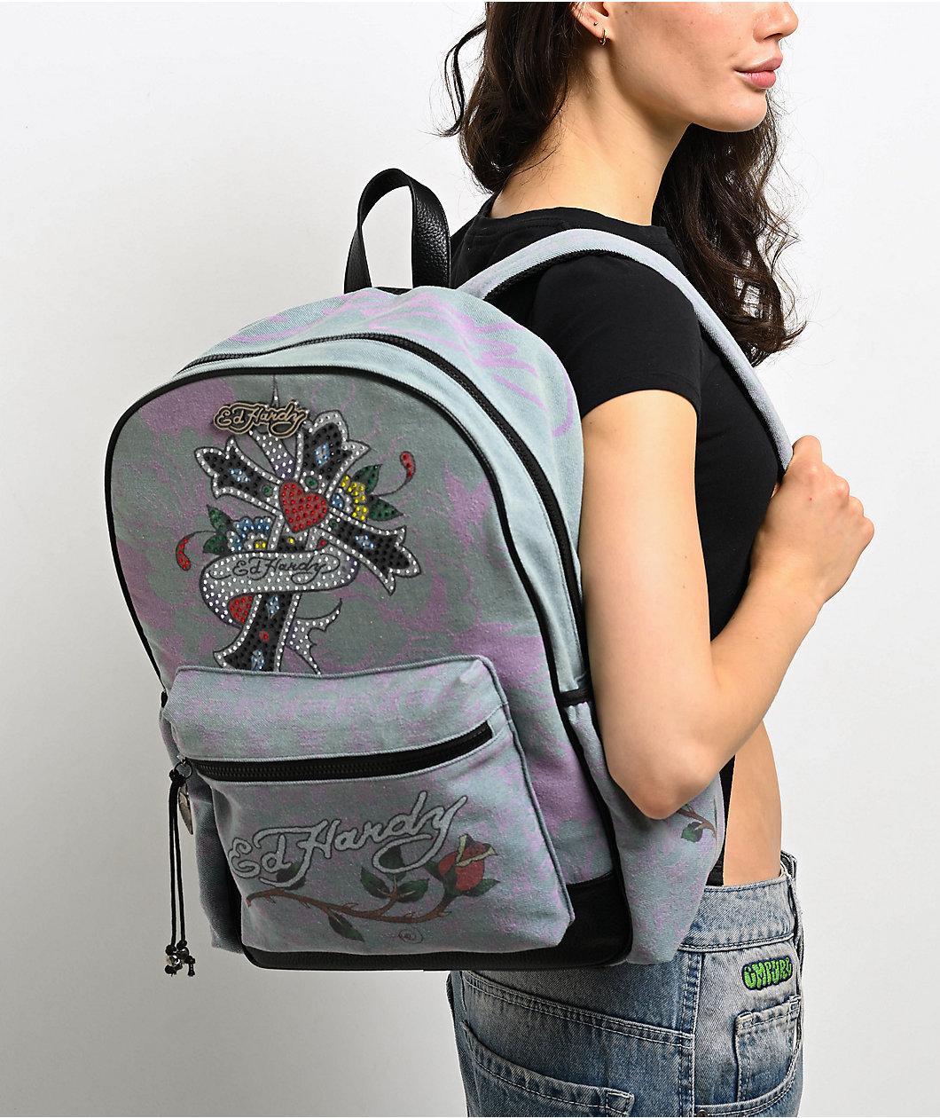 Ed Hardy Arden Denim Blue Backpack