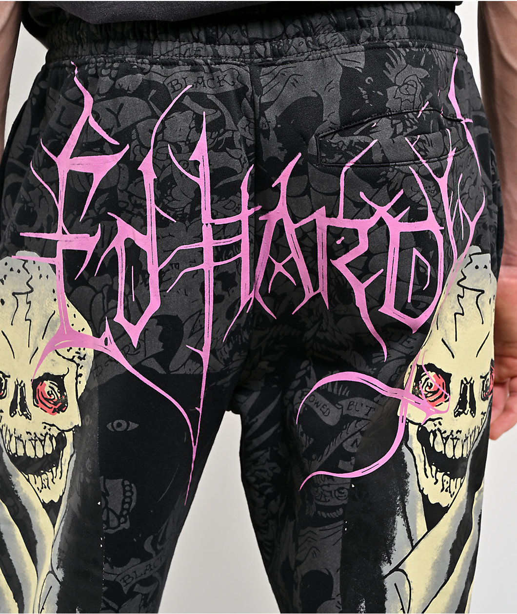 Ed Hardy Bat Skull Black Bootcut Sweatpants