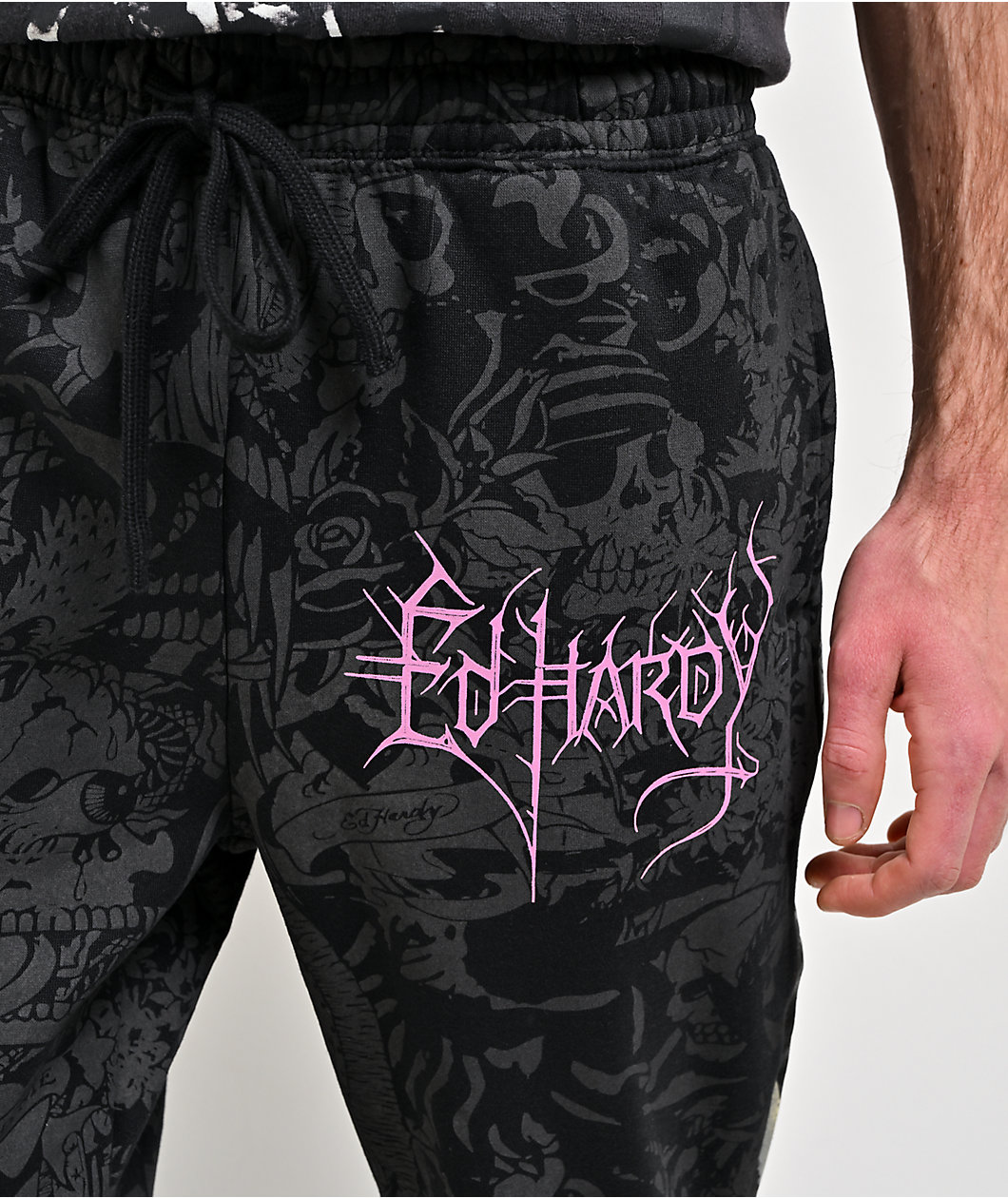 Ed Hardy Bat Skull Black Bootcut Sweatpants