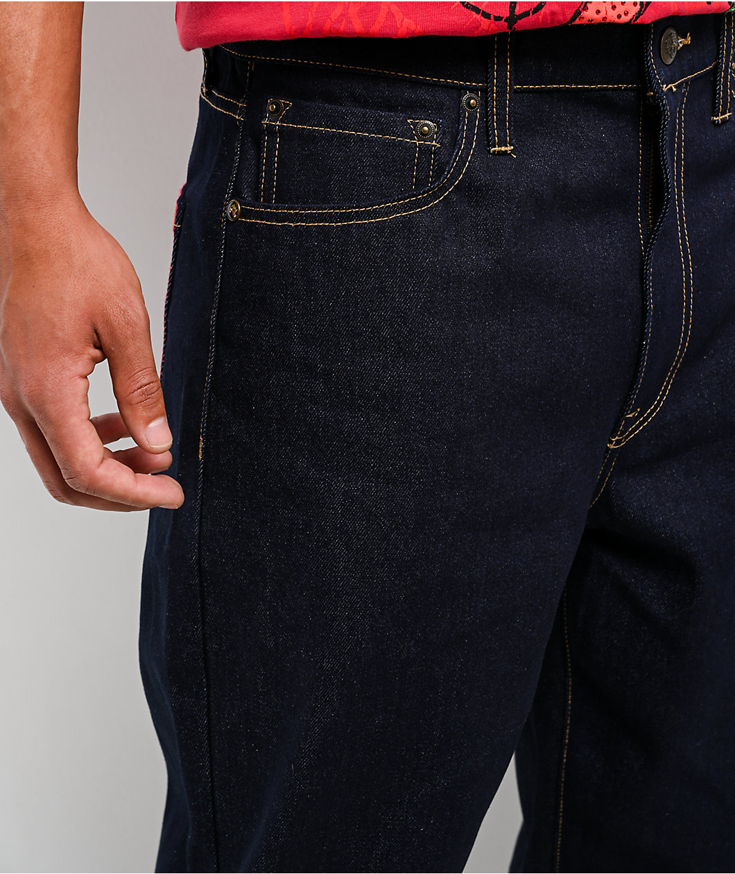 Ed Hardy Battle Skull Blue Baggy Raw Denim Jeans