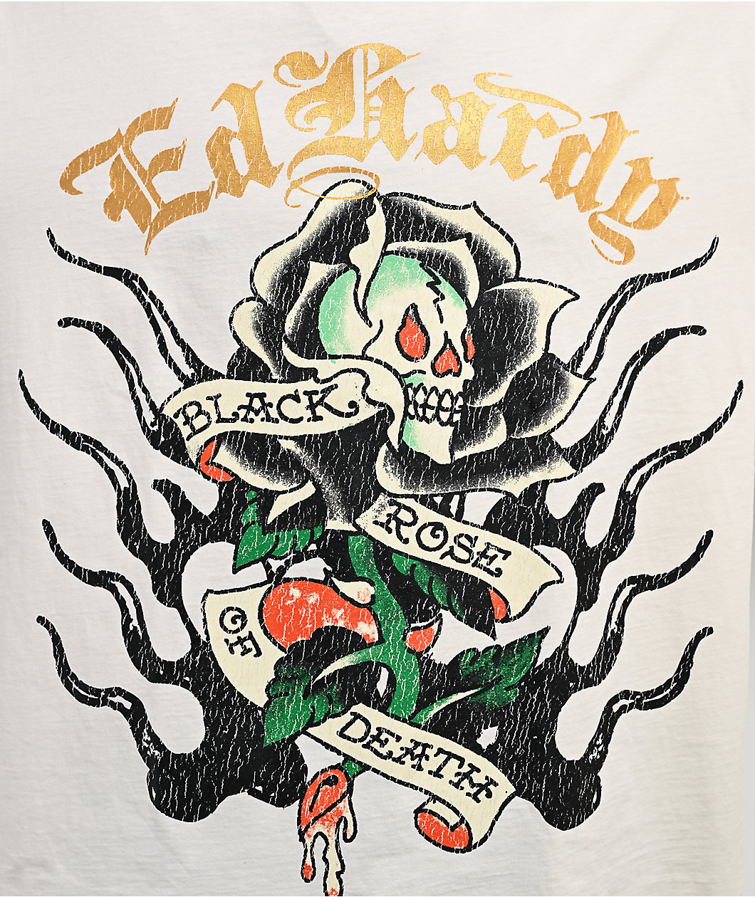 Ed Hardy Black Rose Ivory T-Shirt