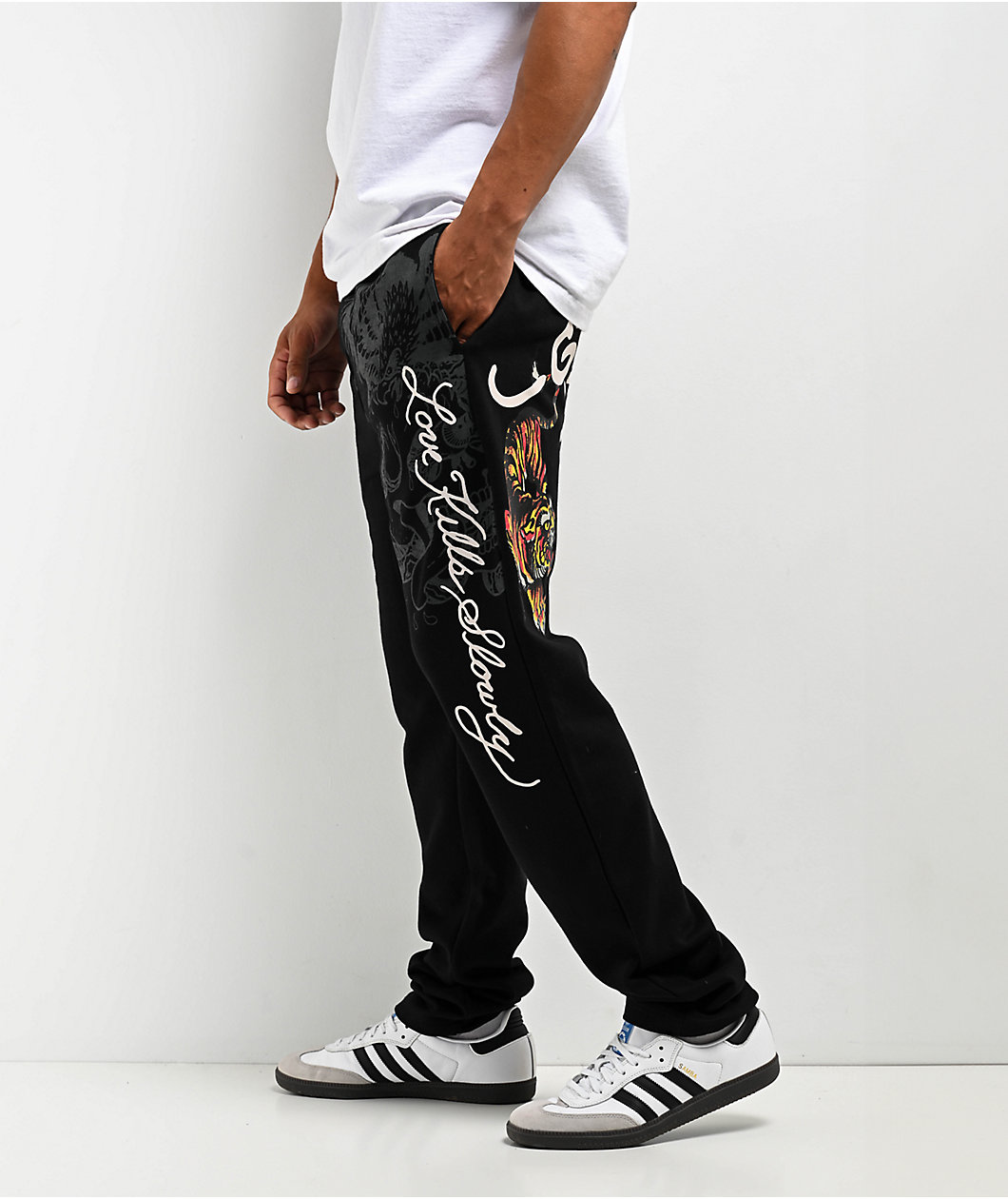 Ed Hardy Crawling Tiger Black Sweatpants