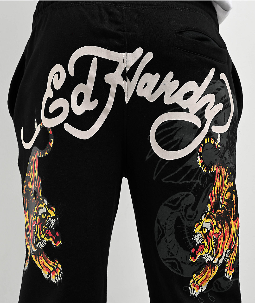 Ed Hardy Crawling Tiger Black Sweatpants