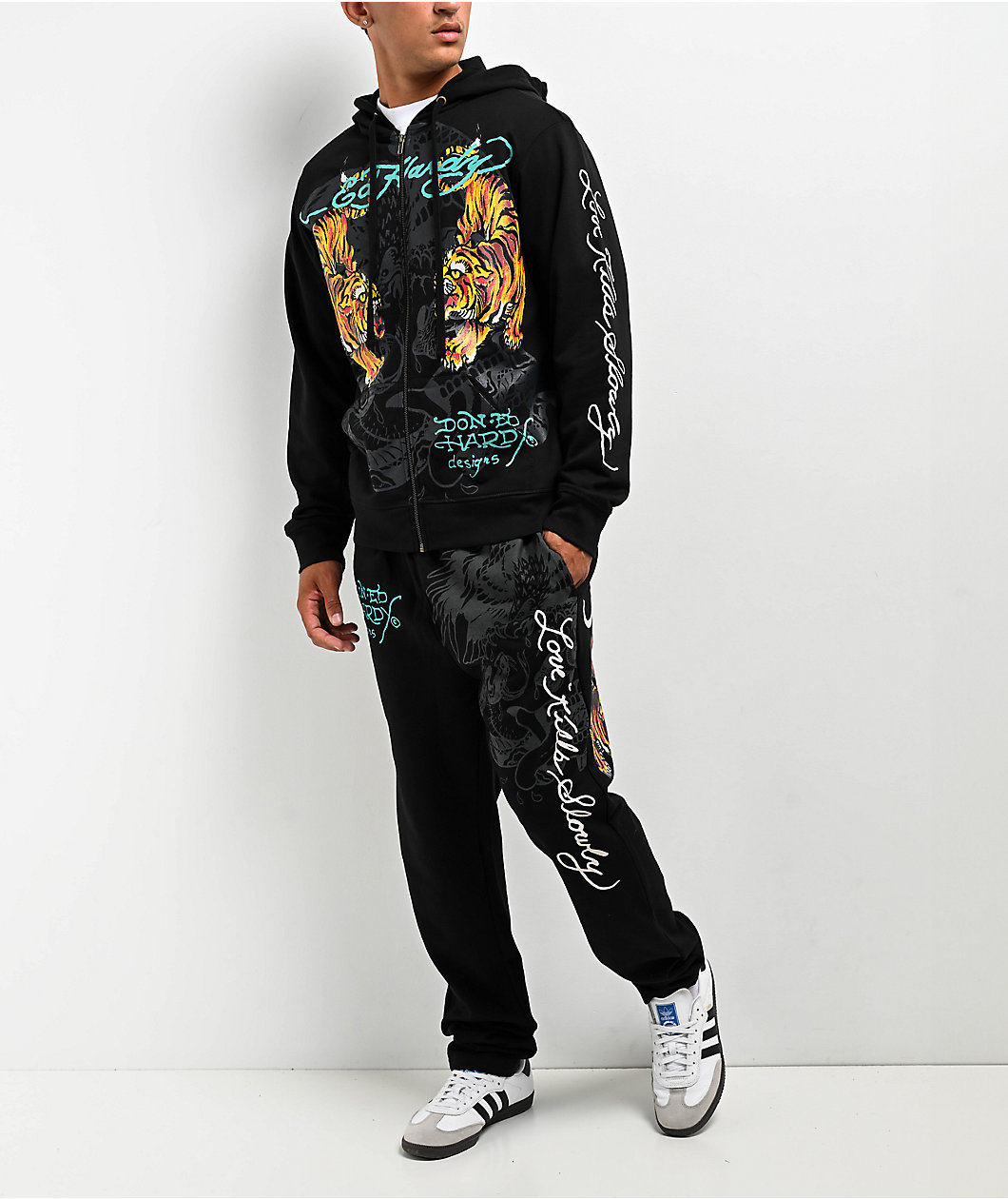 Ed Hardy Crawling Tiger Black Sweatpants