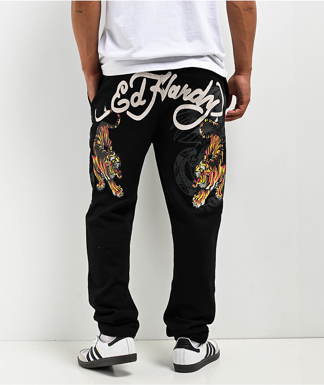 Ed Hardy Crawling Tiger Black Sweatpants