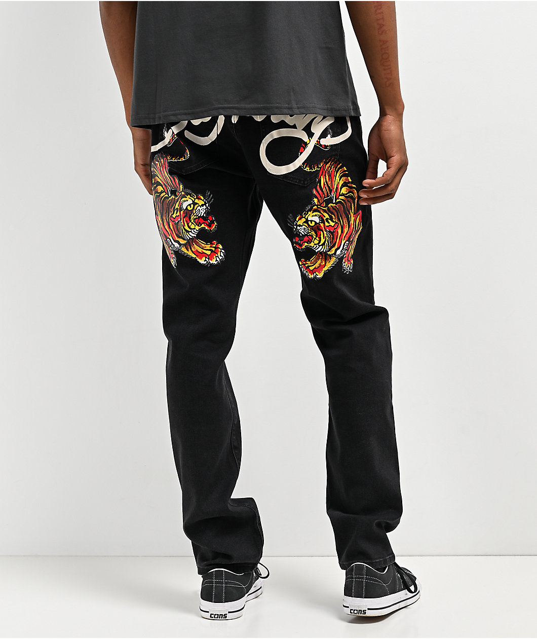 Ed Hardy Crawling Tiger Slim Taper Black Denim Jeans