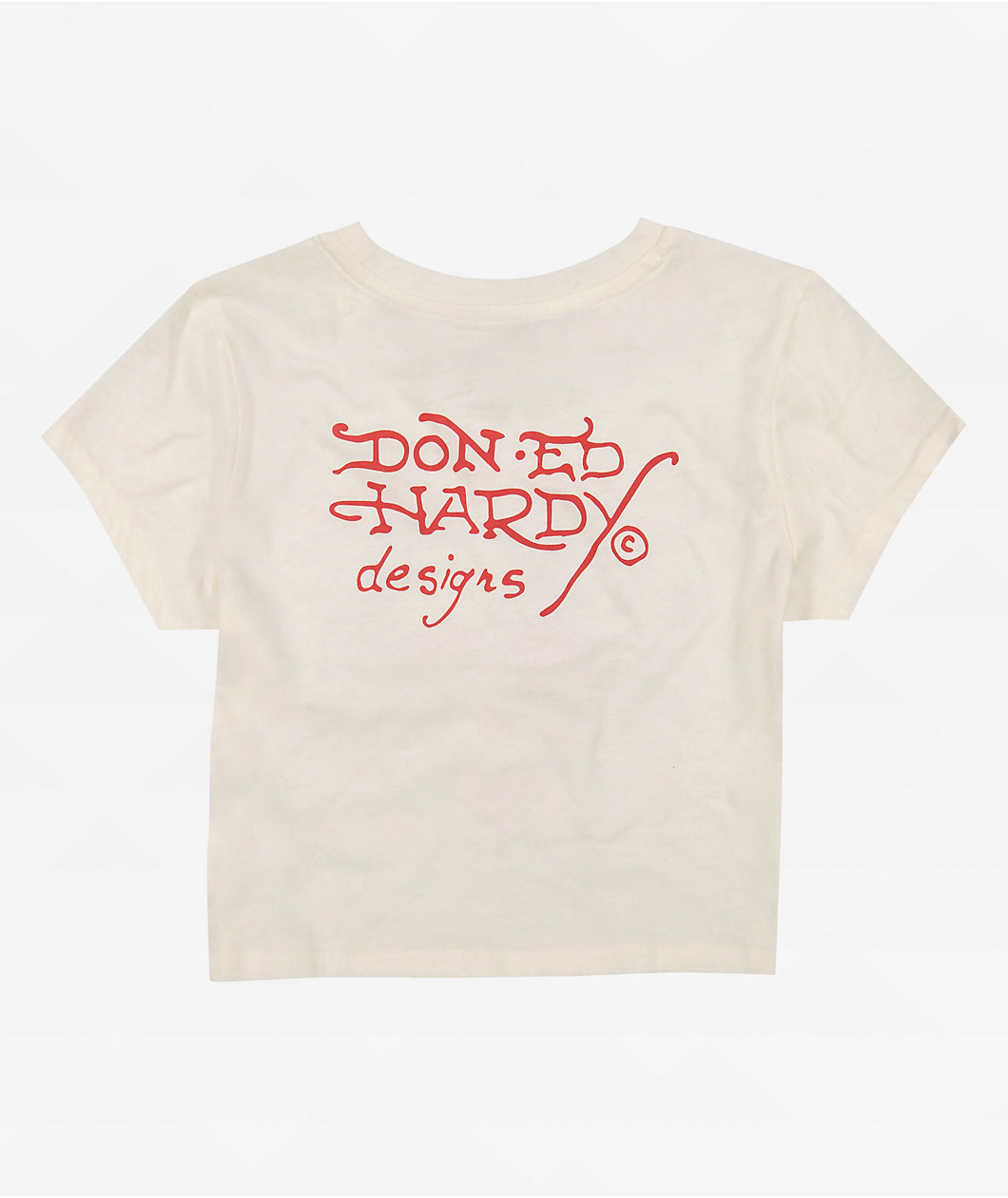 Ed Hardy Cross Heart Ivory Crop T-Shirt
