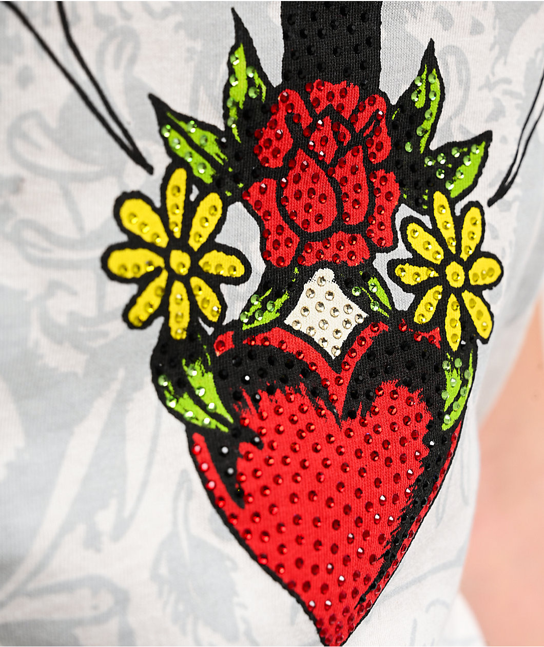 Ed Hardy Cross Heart Ivory T-Shirt