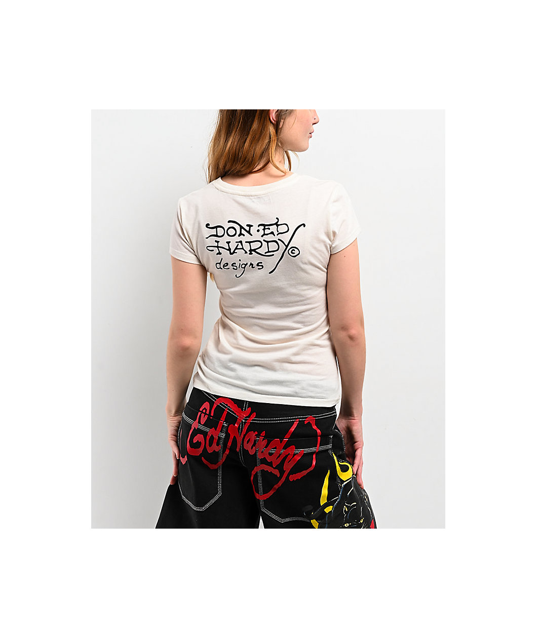 Ed Hardy Cross Heart Ivory T-Shirt