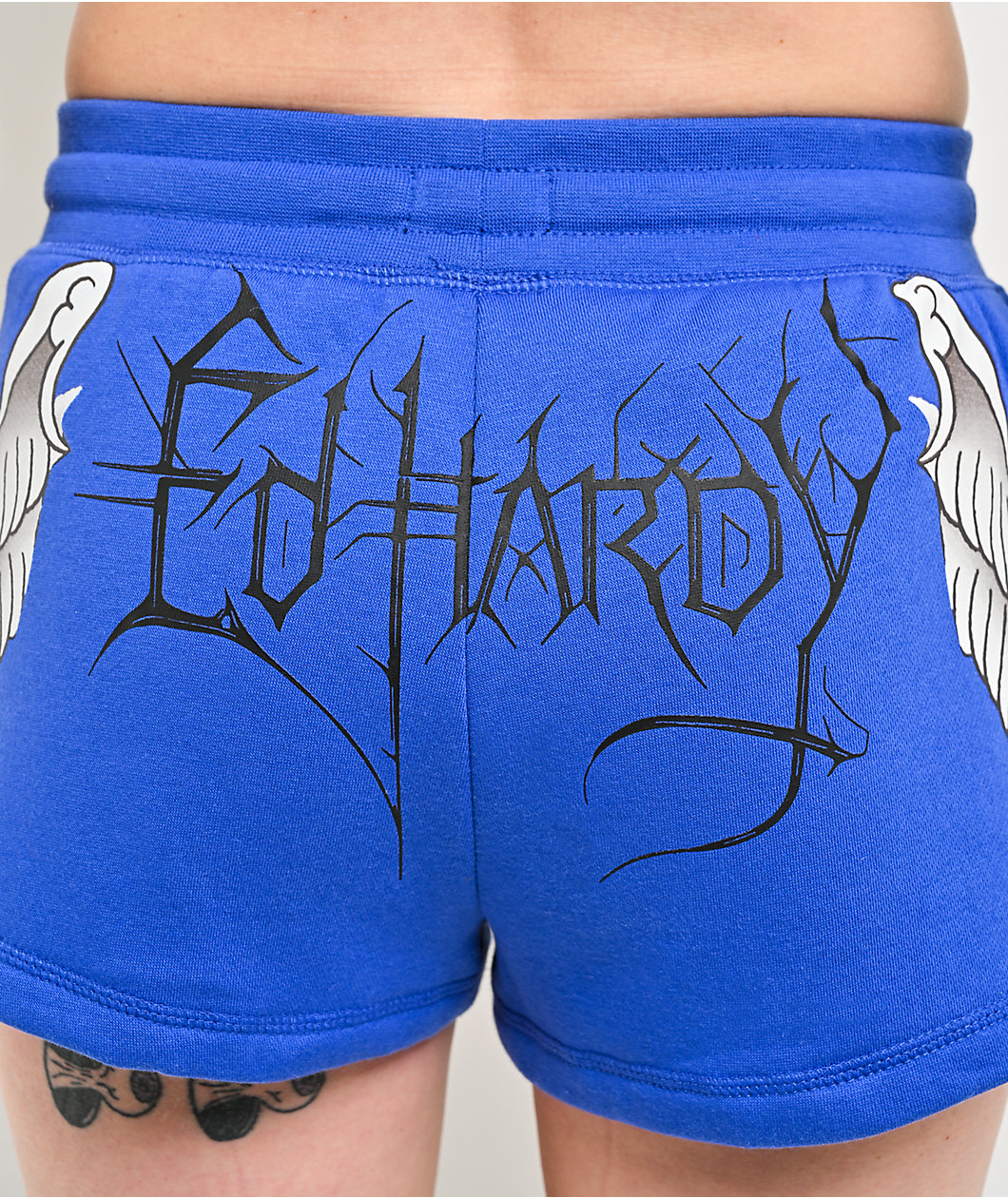 Ed Hardy Cross Wings Royal Blue Sweat Shorts