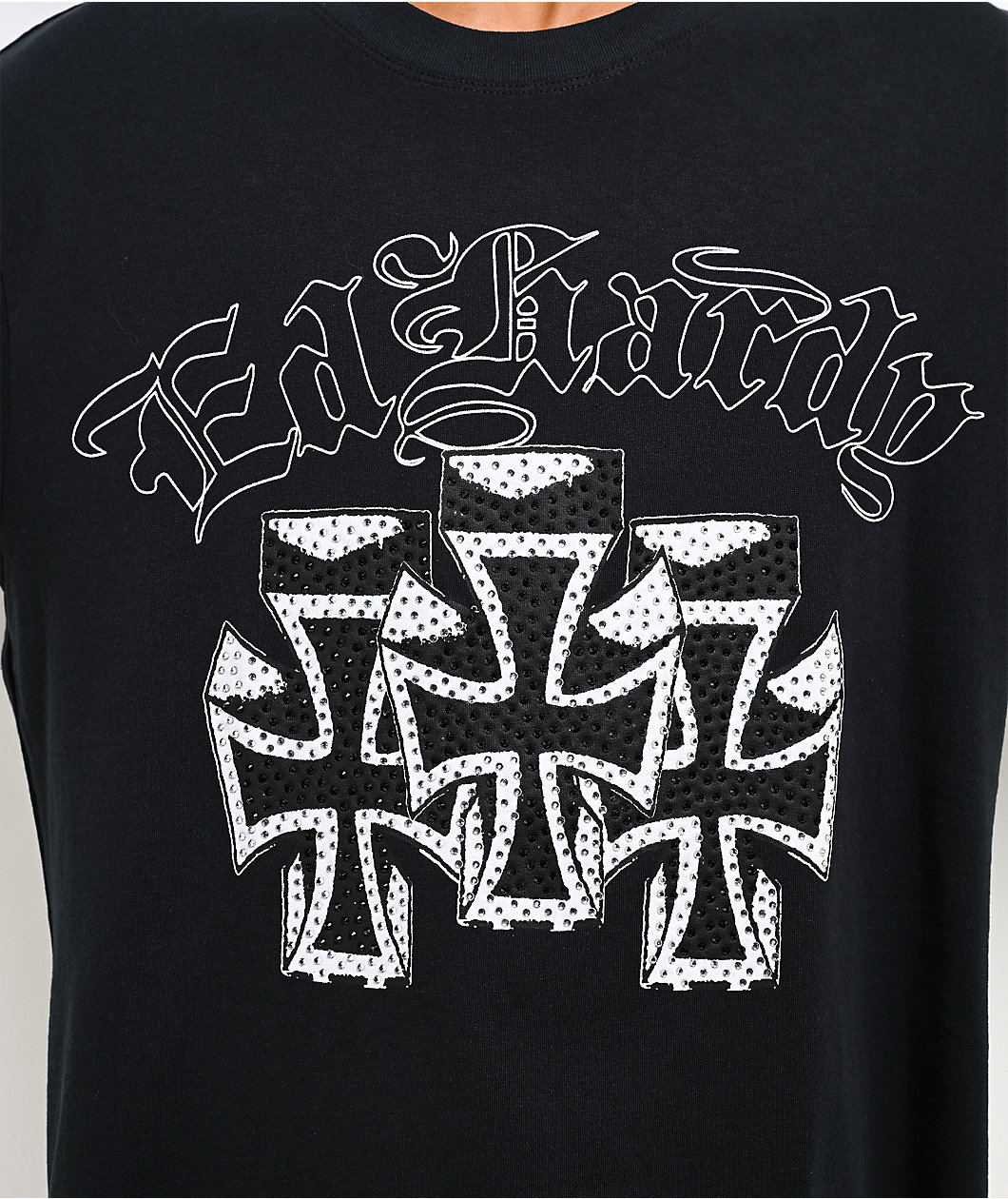 Ed Hardy Crosses Black Crop T-Shirt