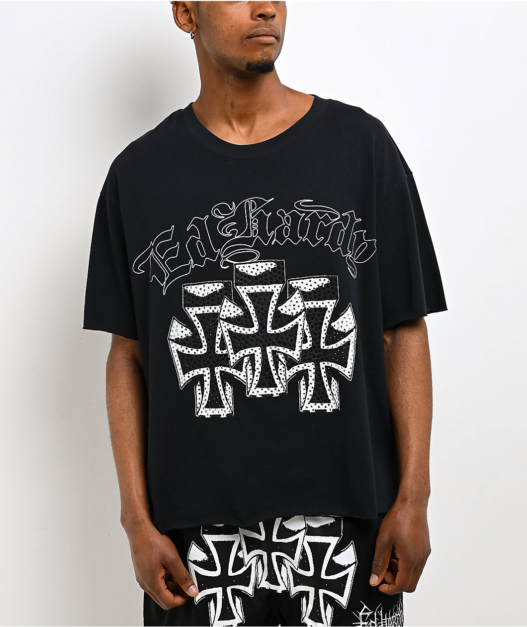 Ed Hardy Crosses Black Crop T-Shirt