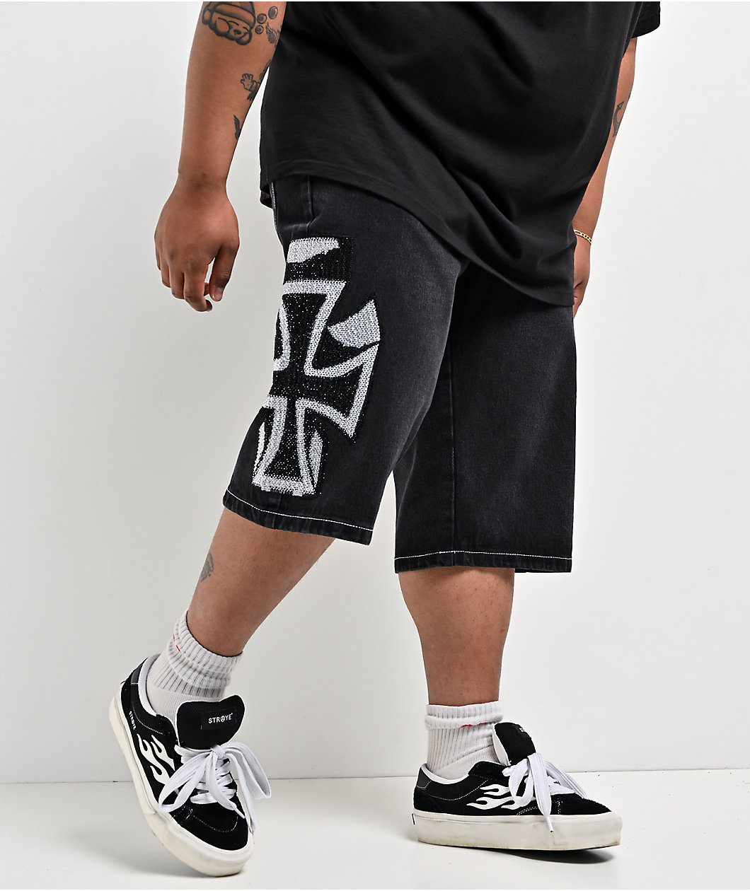 Ed Hardy Crosses Black Denim Shorts