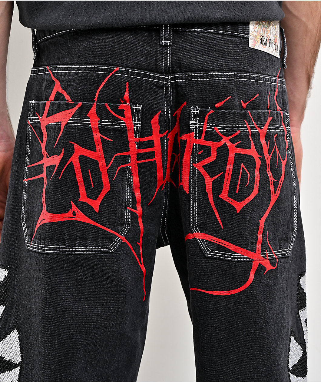 Ed Hardy Crosses Black Denim Shorts