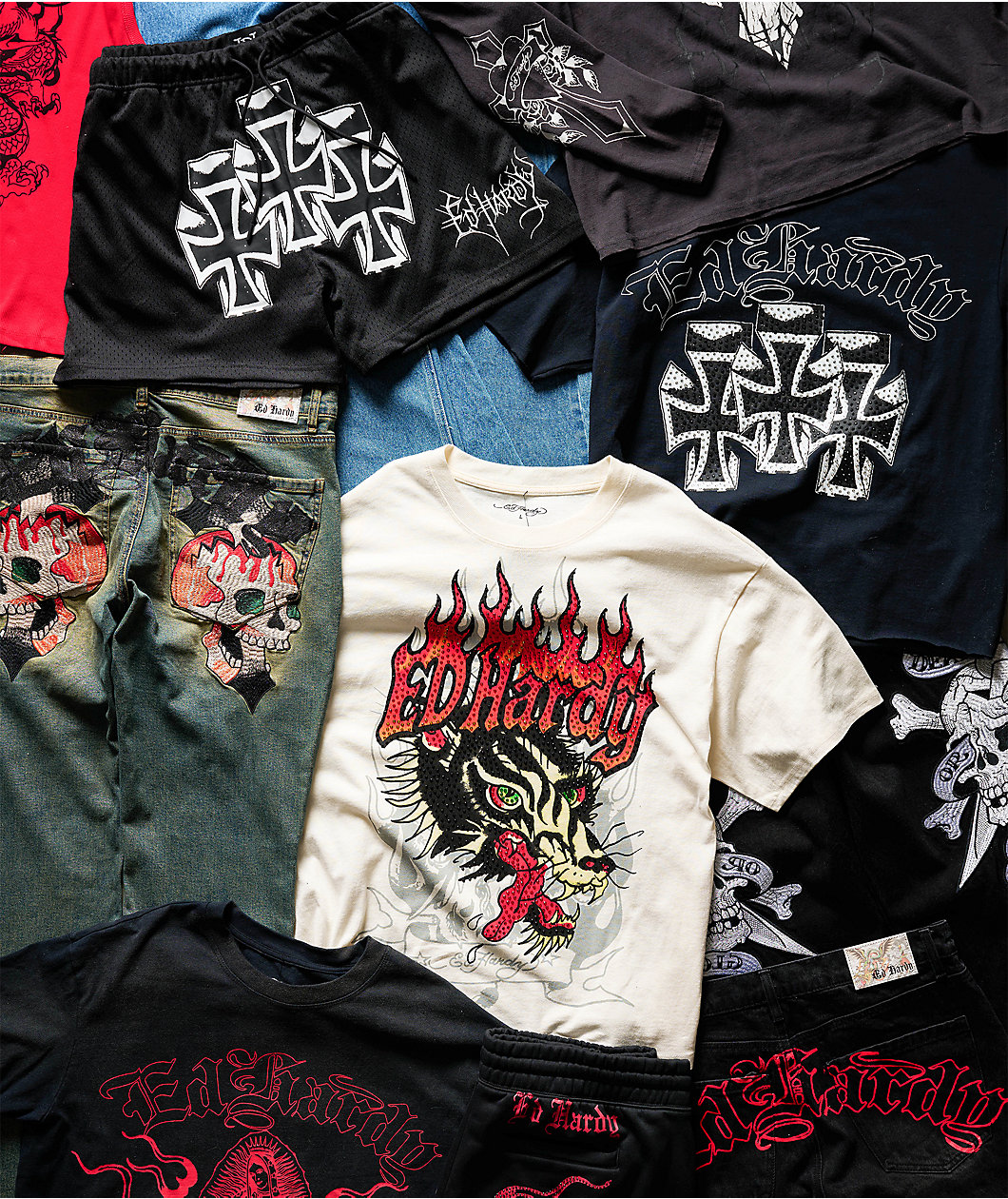 Ed Hardy Crosses Black Mesh Shorts