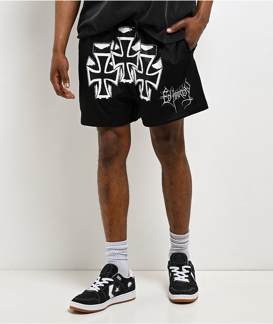 Ed Hardy Crosses Black Mesh Shorts