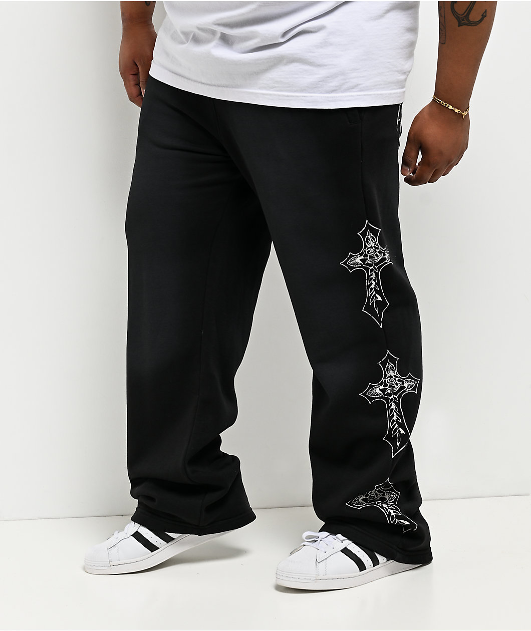 Ed Hardy Crosses Sunfade Black Baggy Sweatpants