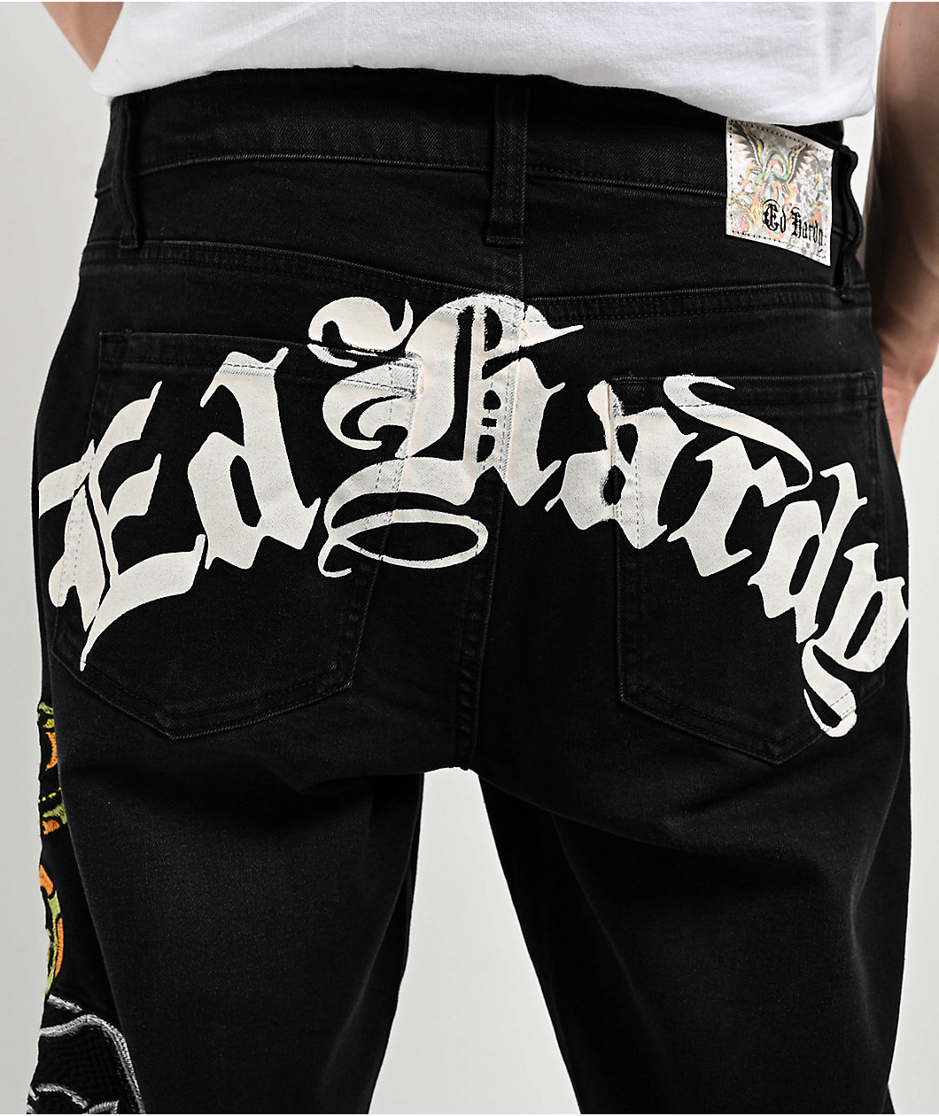 Ed Hardy Dagger Skull Slim Taper Black Denim Jeans