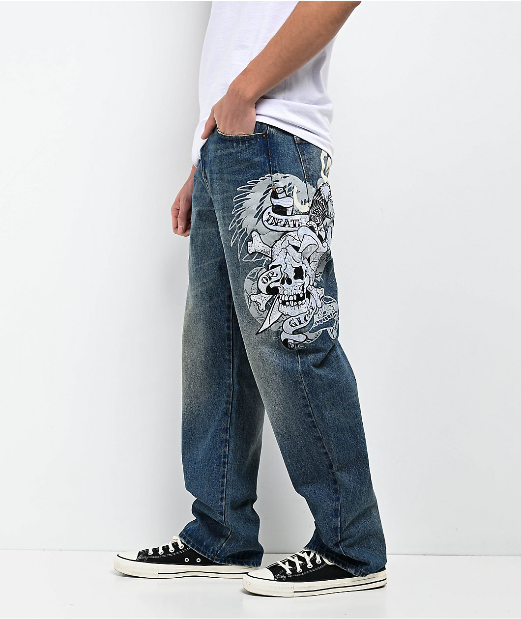 Ed Hardy Death & Glory Blue Jeans