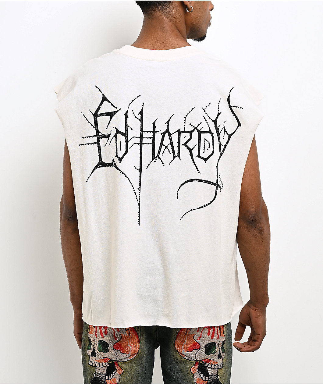 Ed Hardy Demons Head Natural Crop Tank Top