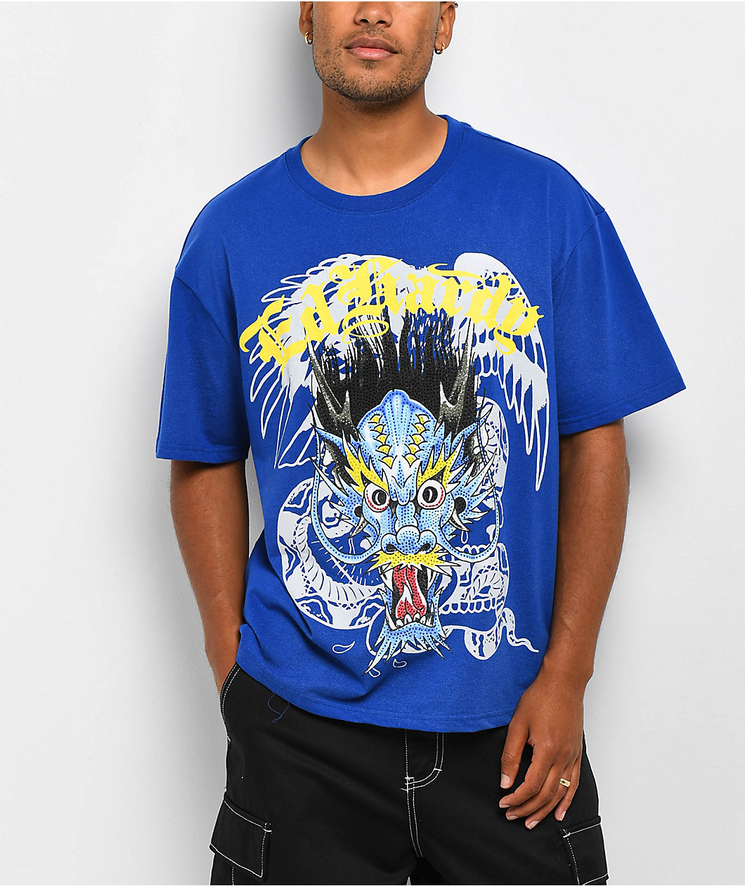 Ed Hardy Dragon Head Vintage Blue T-Shirt