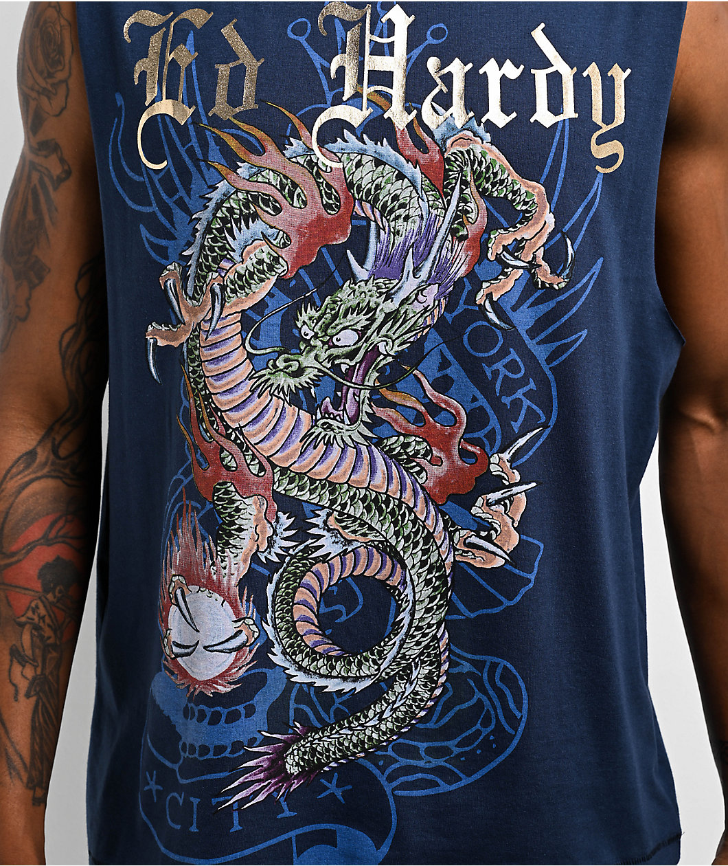 Ed Hardy Dragon Navy Tank Top