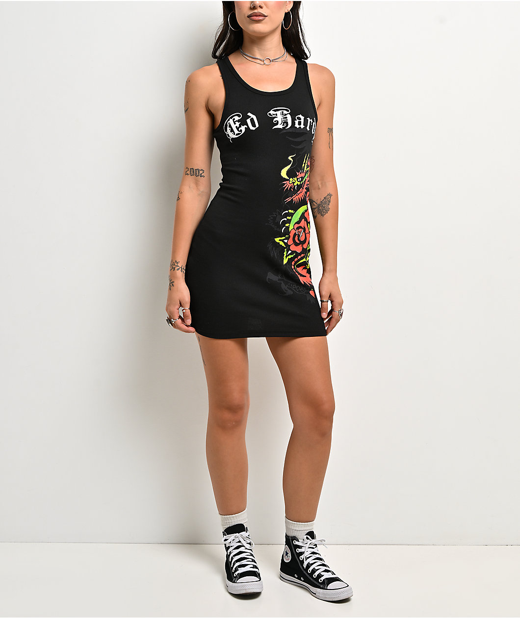 Ed Hardy Dragon Rose Black Dress