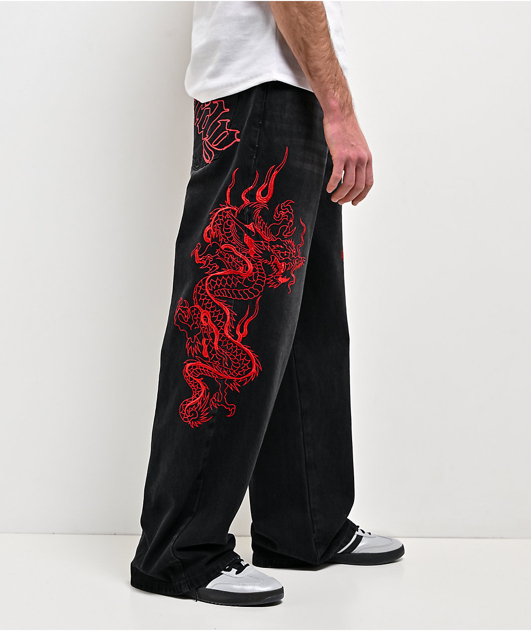 Ed Hardy Dragons Black Wash Baggy Jeans