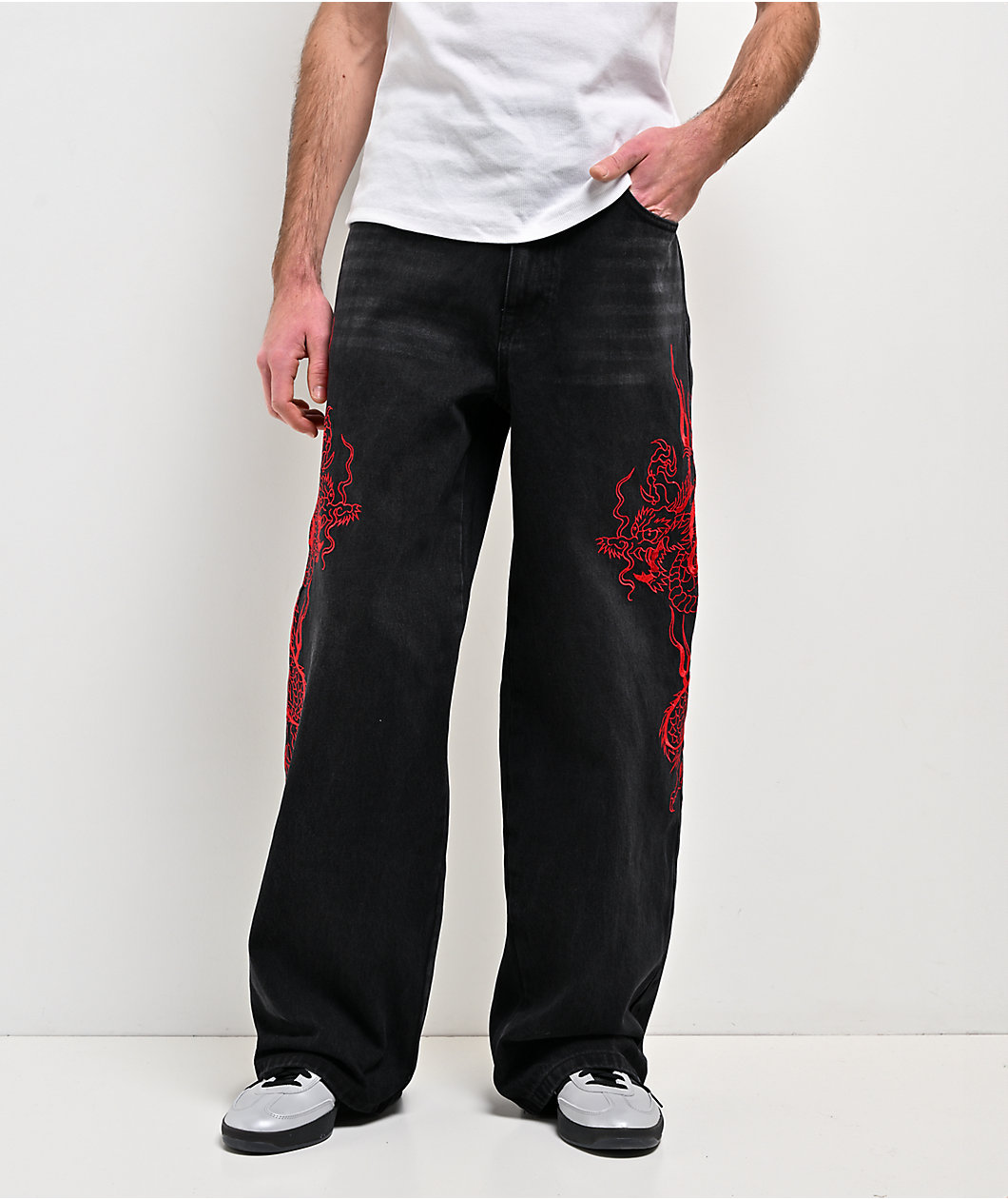 Ed Hardy Dragons Black Wash Baggy Jeans