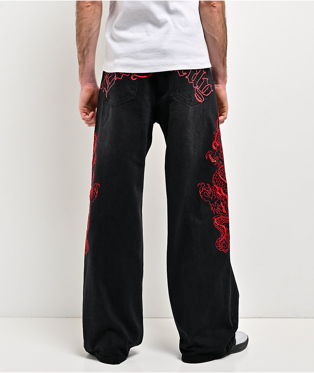 Ed Hardy Dragons Black Wash Baggy Jeans