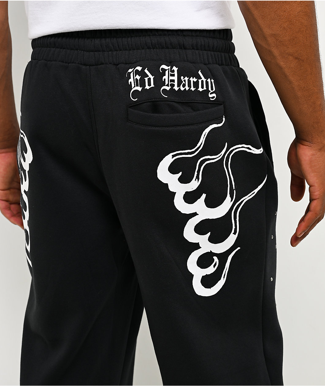 Ed Hardy Dragons Studded Black Sweatpants