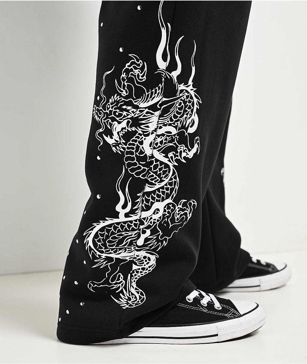 Ed Hardy Dragons Studded Black Sweatpants