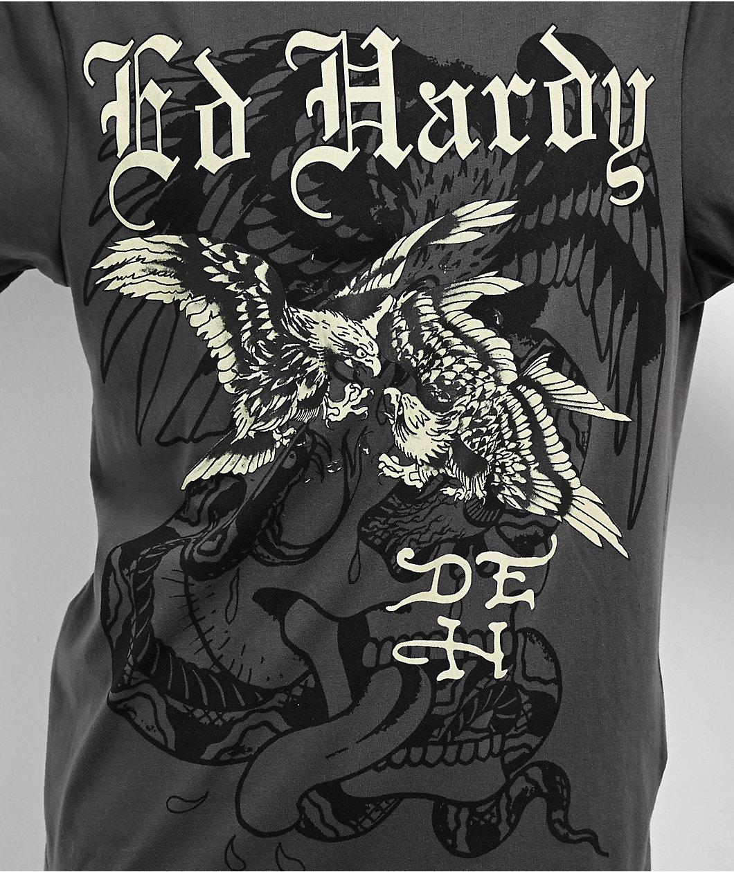 Ed Hardy Eagle Battle Charcoal T-Shirt