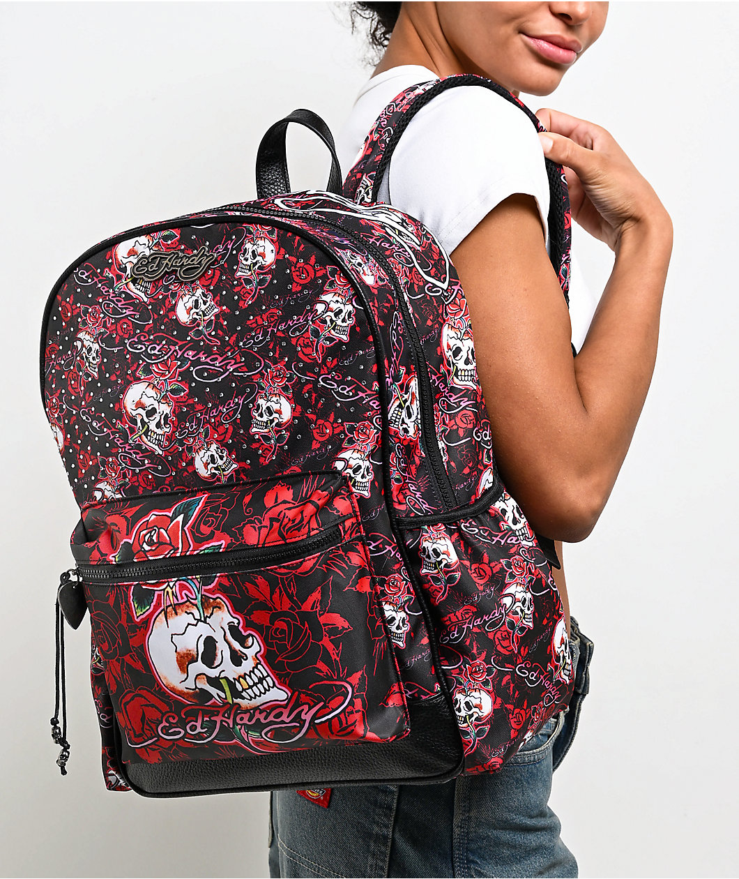 Ed Hardy Eloise Black & Red Backpack
