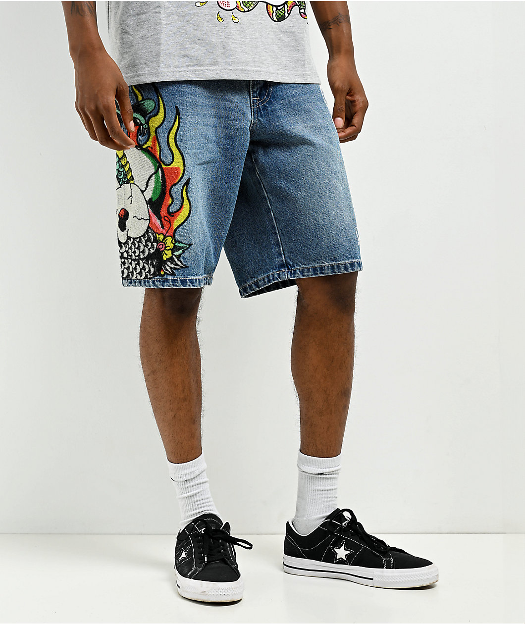 Ed Hardy Fire Cobra 2K Wash Skate Shorts